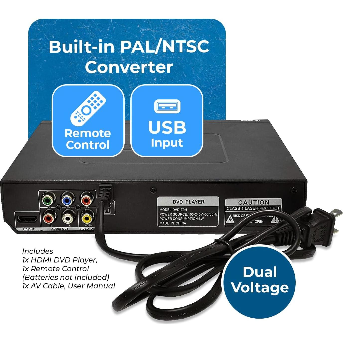 Reproductor de DVD OREI DVD-Z9H Libre de Región 1080P USB