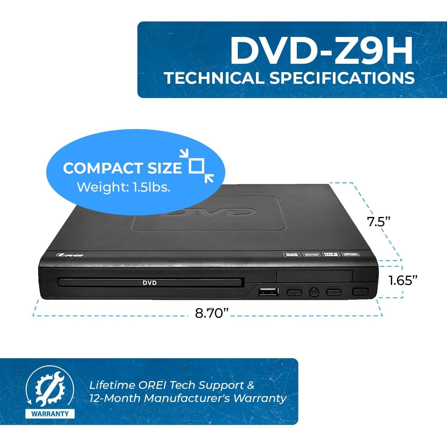 Reproductor de DVD OREI DVD-Z9H Libre de Región 1080P USB