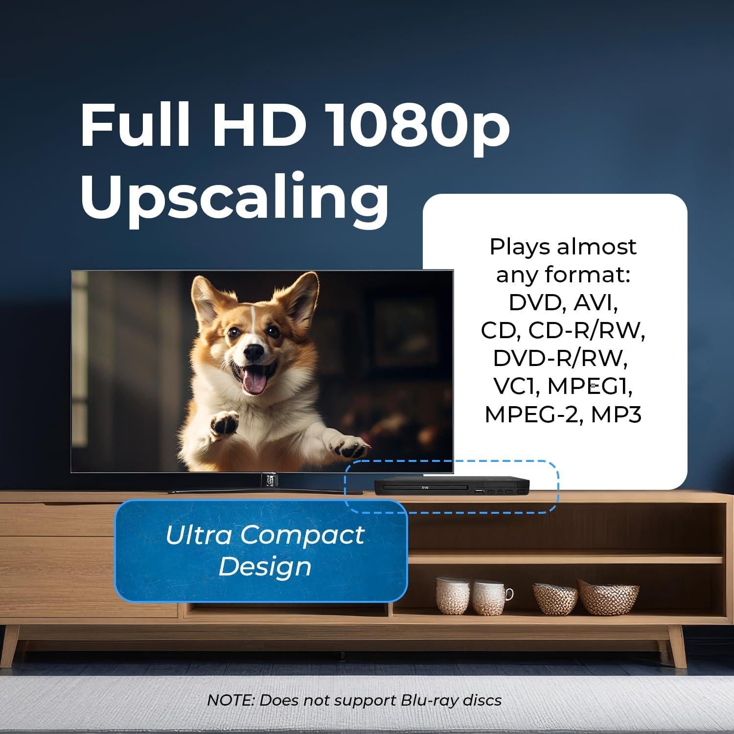 Reproductor de DVD OREI DVD-Z9H Libre de Región 1080P USB