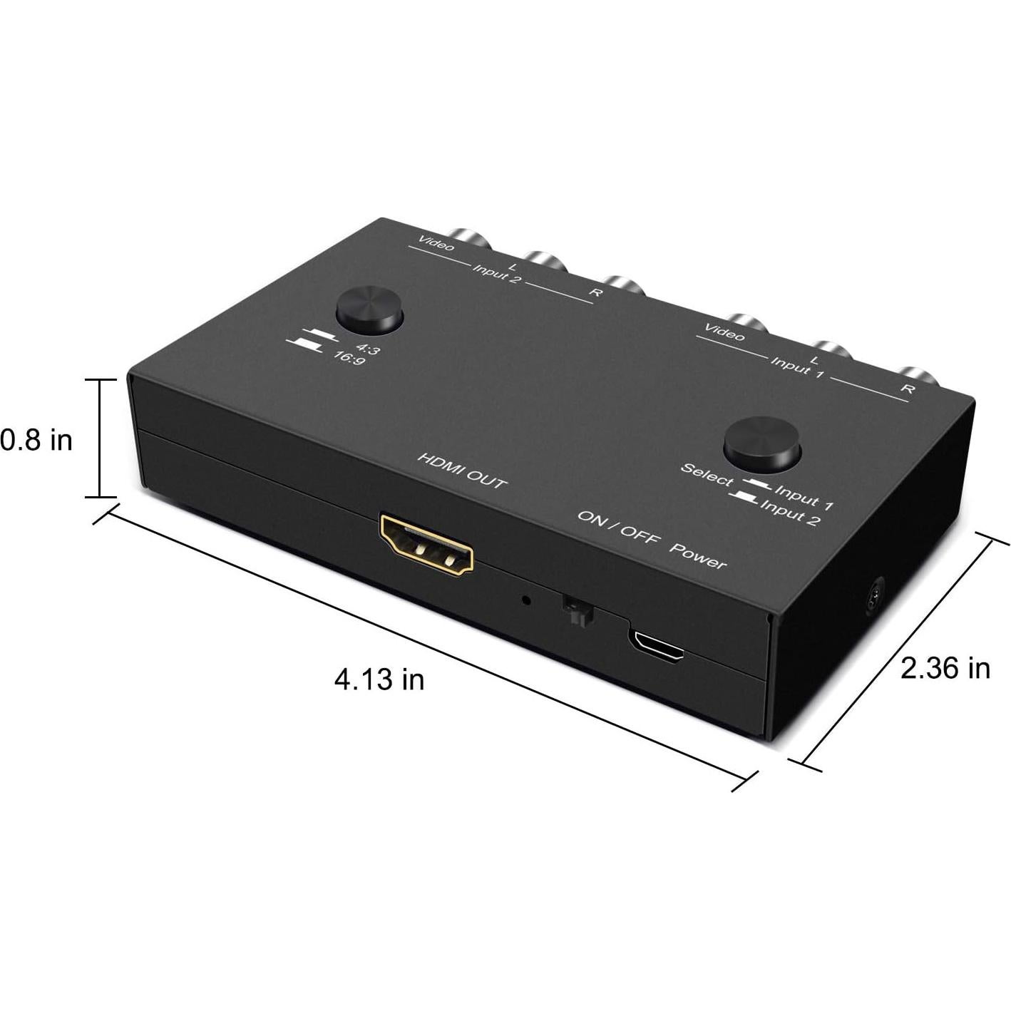 Adaptador Convertidor RCA a HDMI 2 Puertos RuiPuo 1080p