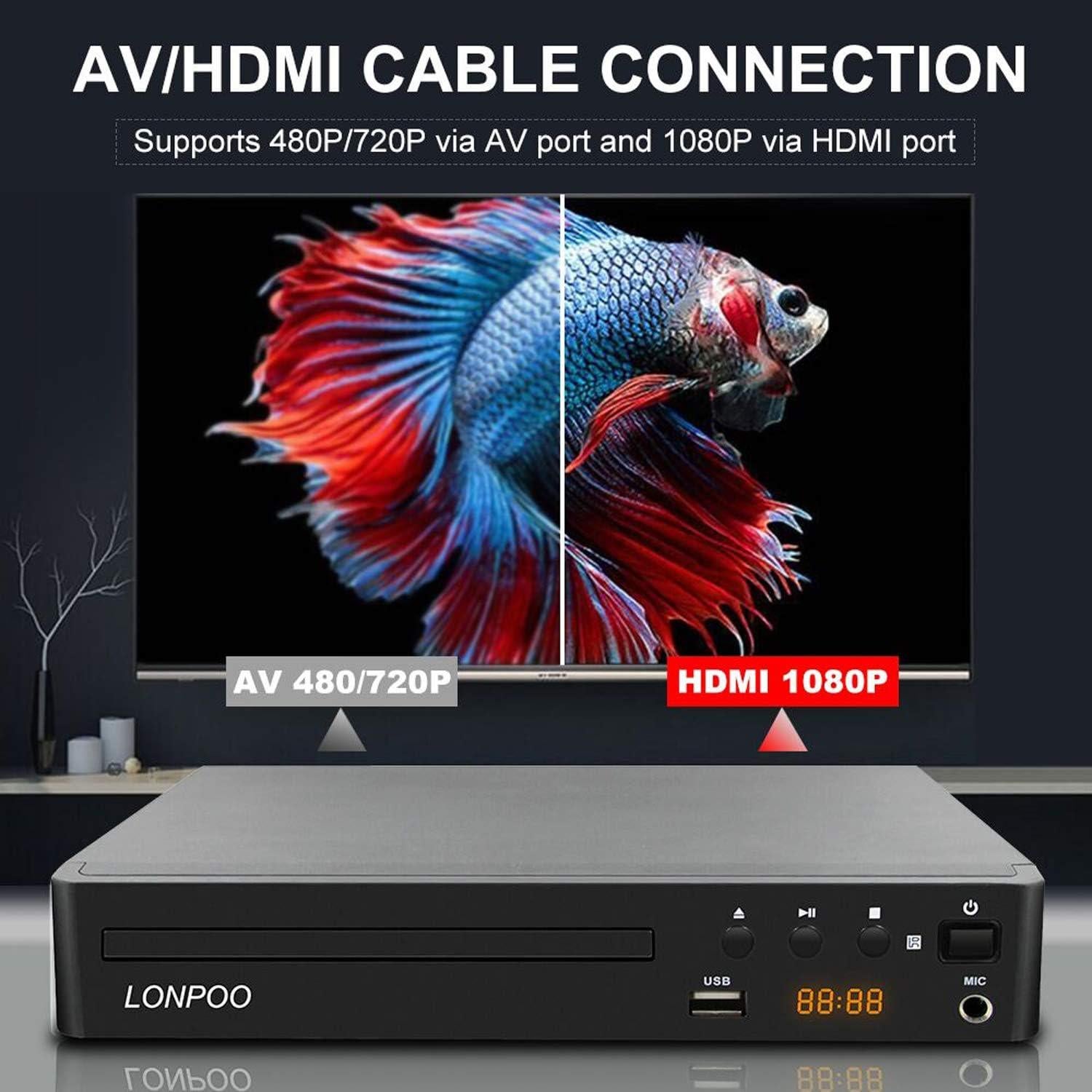 Reproductor de DVD HDMI LONPOO LP-099 Full HD Multi Región