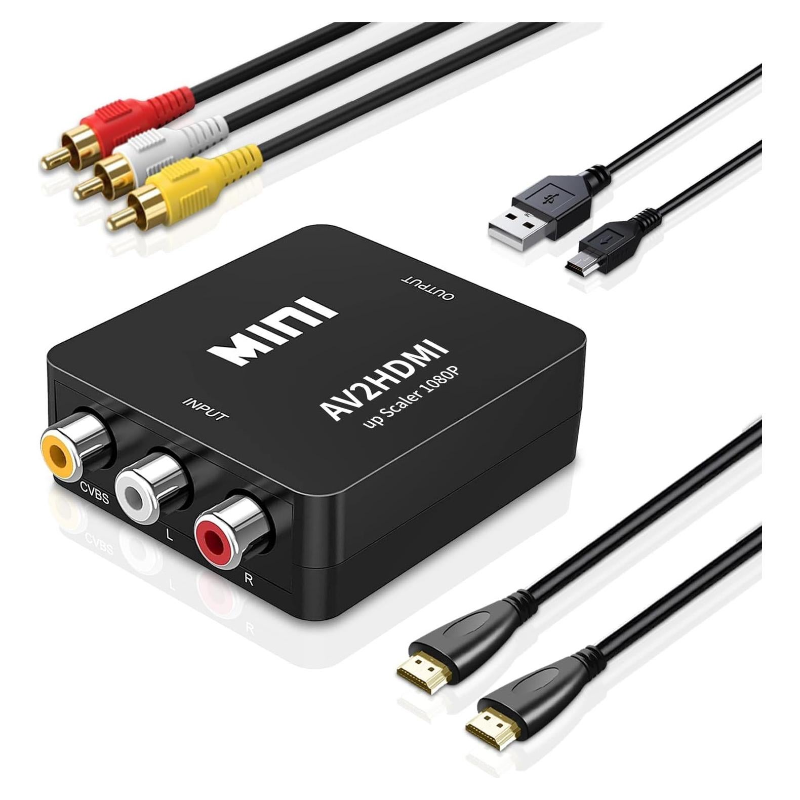 Convertidor RCA a HDMI WTYIXS 1080P con Cable USB y RCA