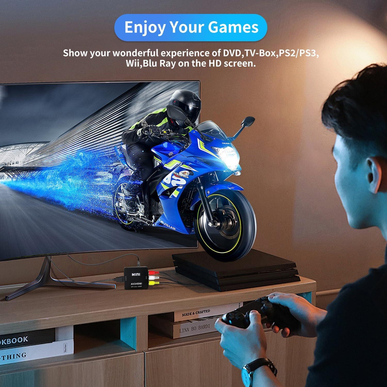 Convertidor RCA a HDMI WTYIXS 1080P con Cable USB y RCA