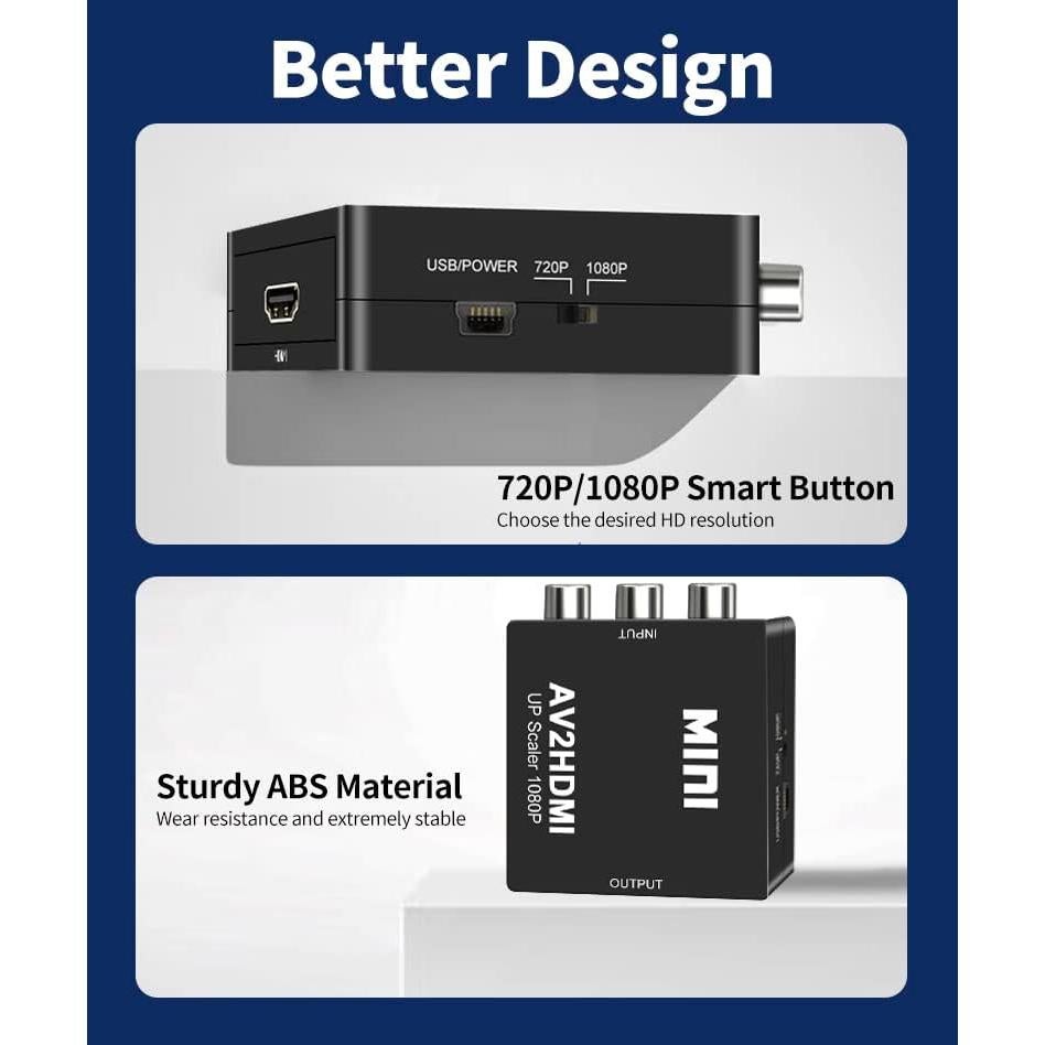 Convertidor RCA a HDMI Chodwe 1080P con cables incluidos