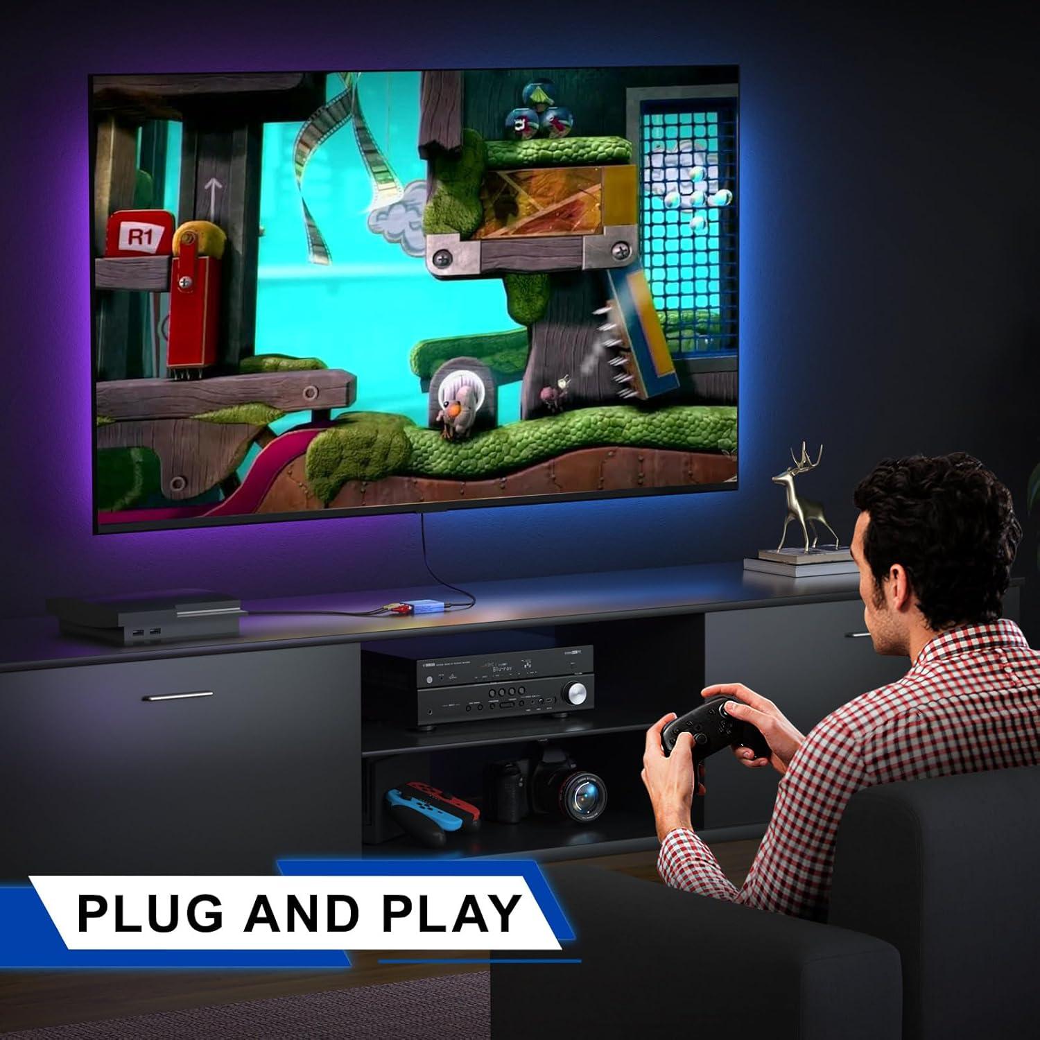 Portta RCA to HDMI Converter, AV to HDMI 1080P, Mini Composite CVBS to Digital Adapter, Support PAL/NTSC, Compatible with VHS, VCR, PS3, N64, Wii, STB, Xbox, Blue-Ray DVD Players, Blue