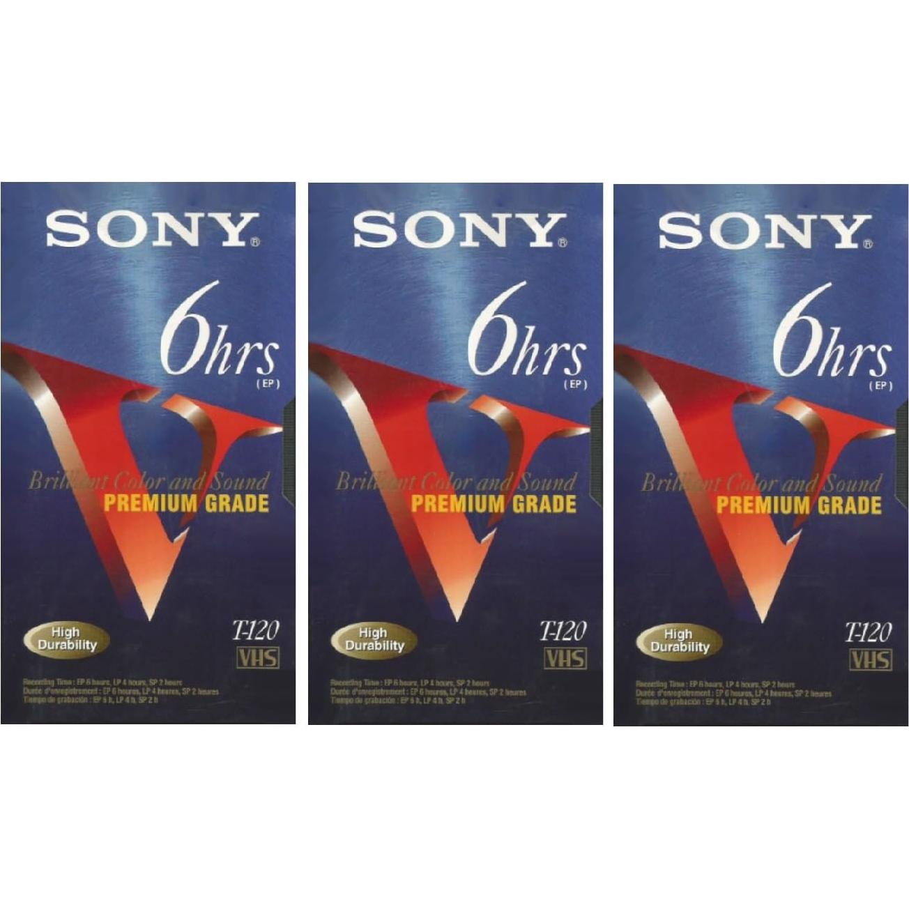Cintas VHS Sony 3T120VR Paquete de 3 - 6 Horas Grabación