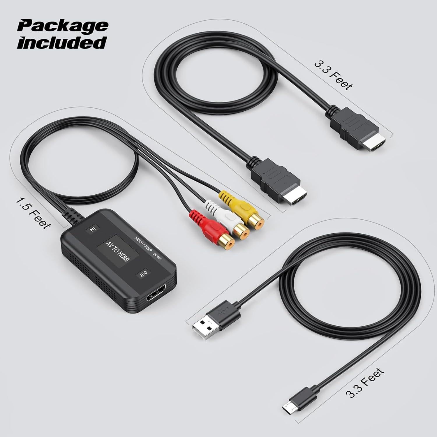 Convertidor RCA a HDMI FEMORO 1080P para TV y Consolas