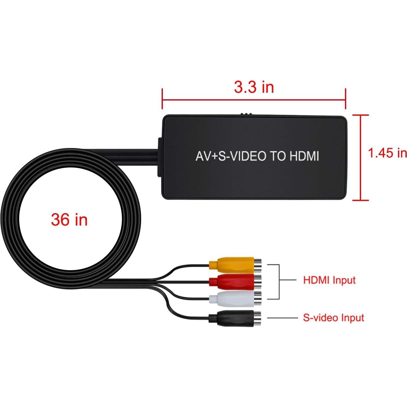 Convertidor de Video Compuesto RCA y S-Video a HDMI LVY 1080P