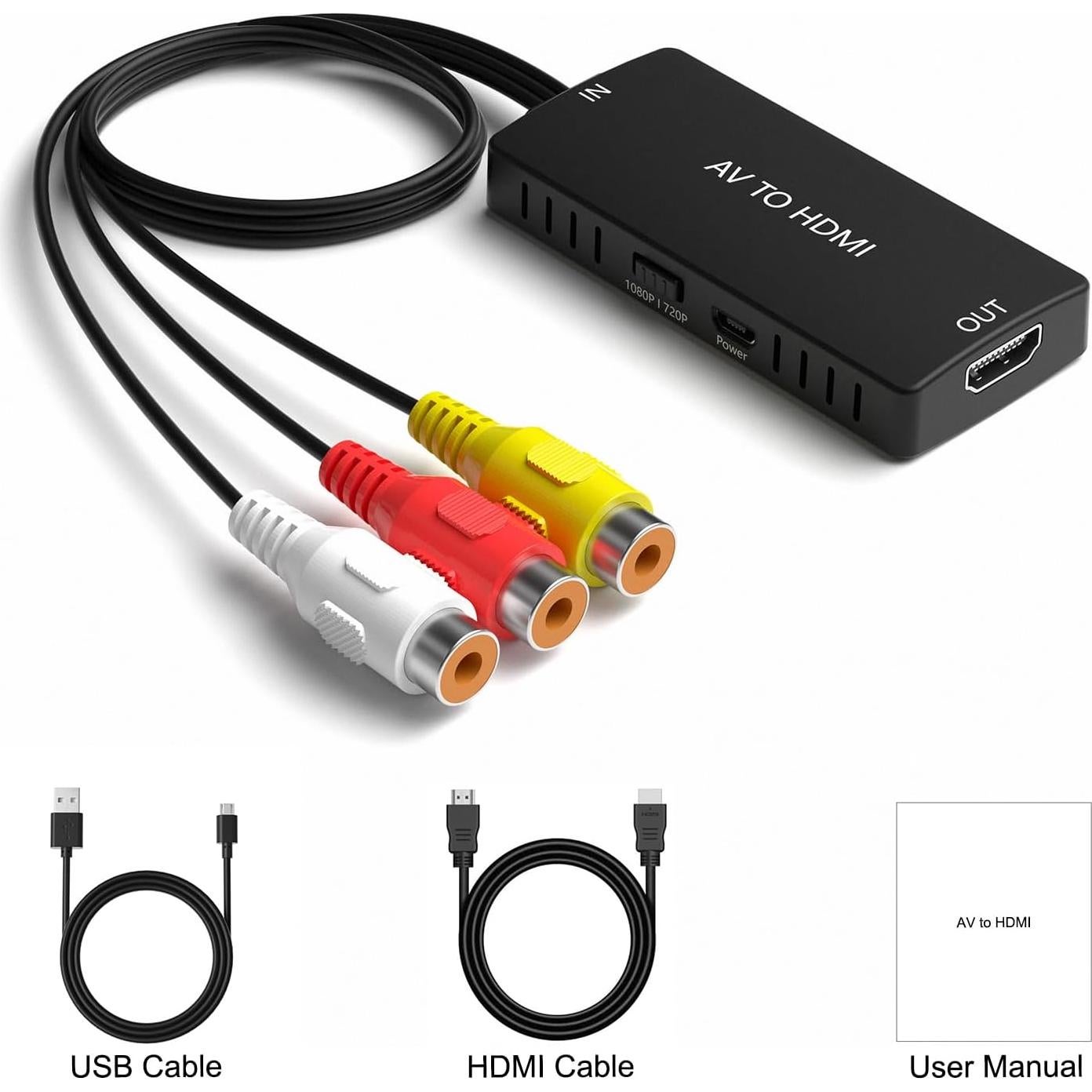 Convertidor RCA a HDMI RuiPuo 1080P para Consolas y DVD