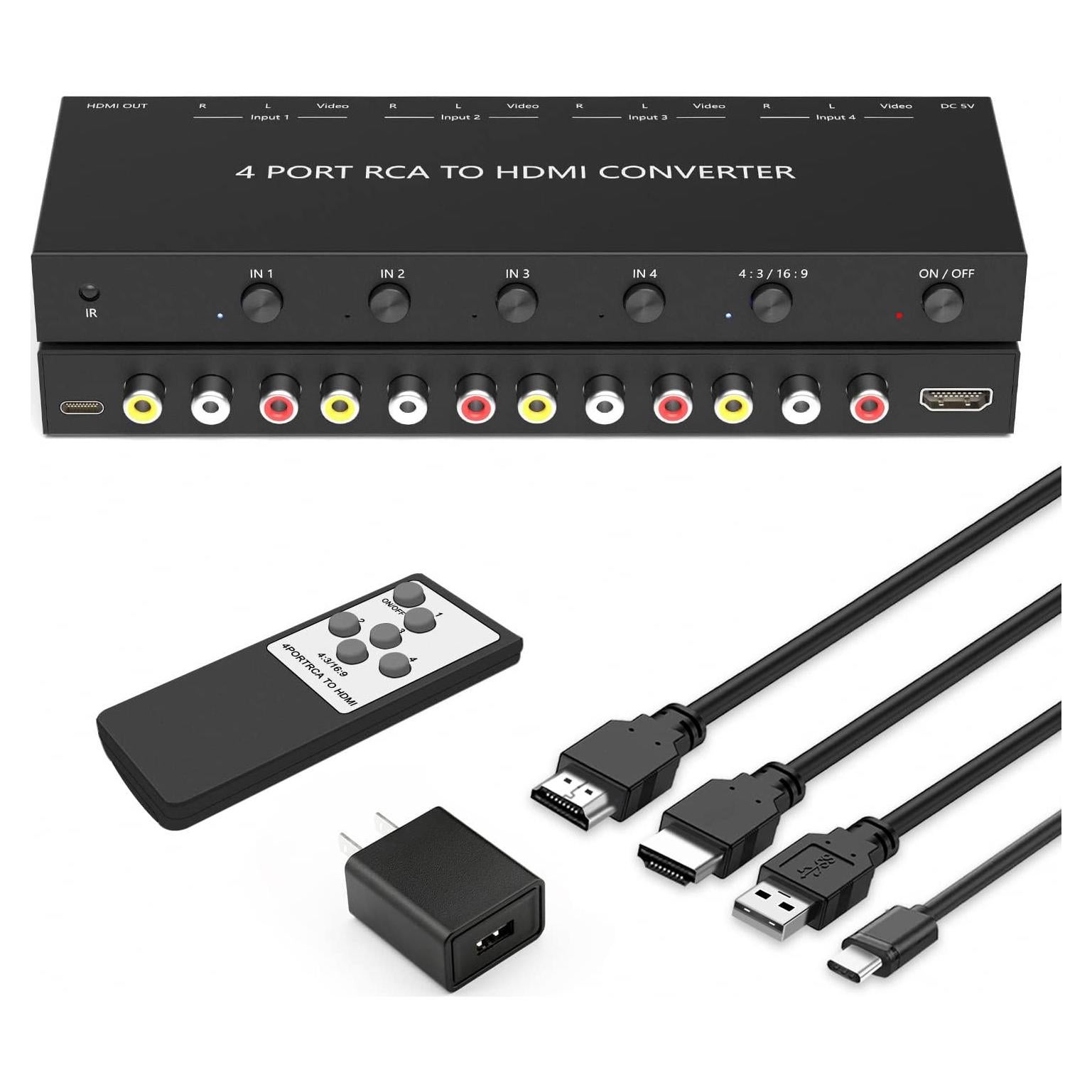 Convertidor AV a HDMI 4 Puertos RuiPuo 1080p para Consolas