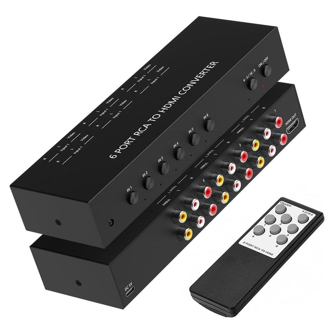 Convertidor 6 Puertos RCA a HDMI OseTub 1080P Plug&Play