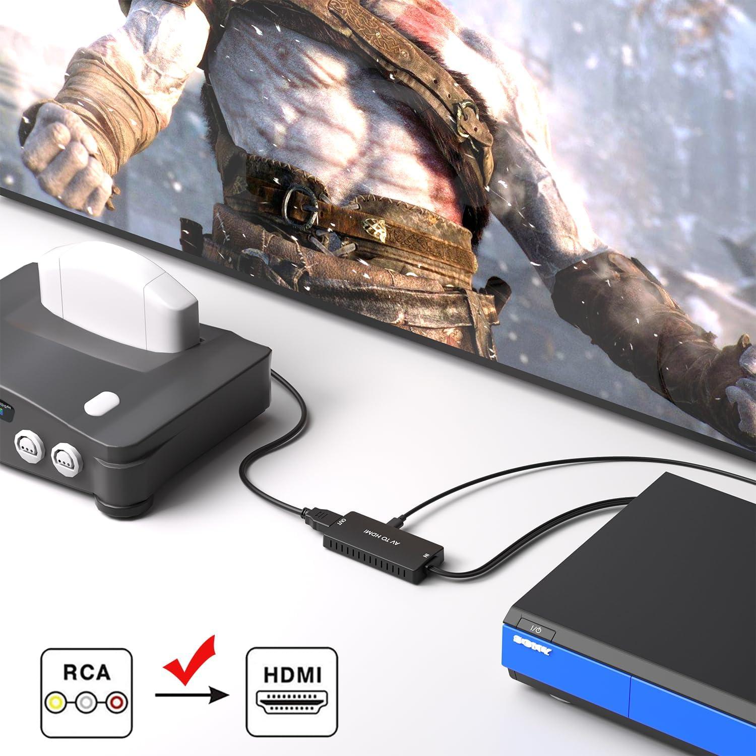 Convertidor RCA a HDMI Dingsun 1080P para PS2, Wii, DVD