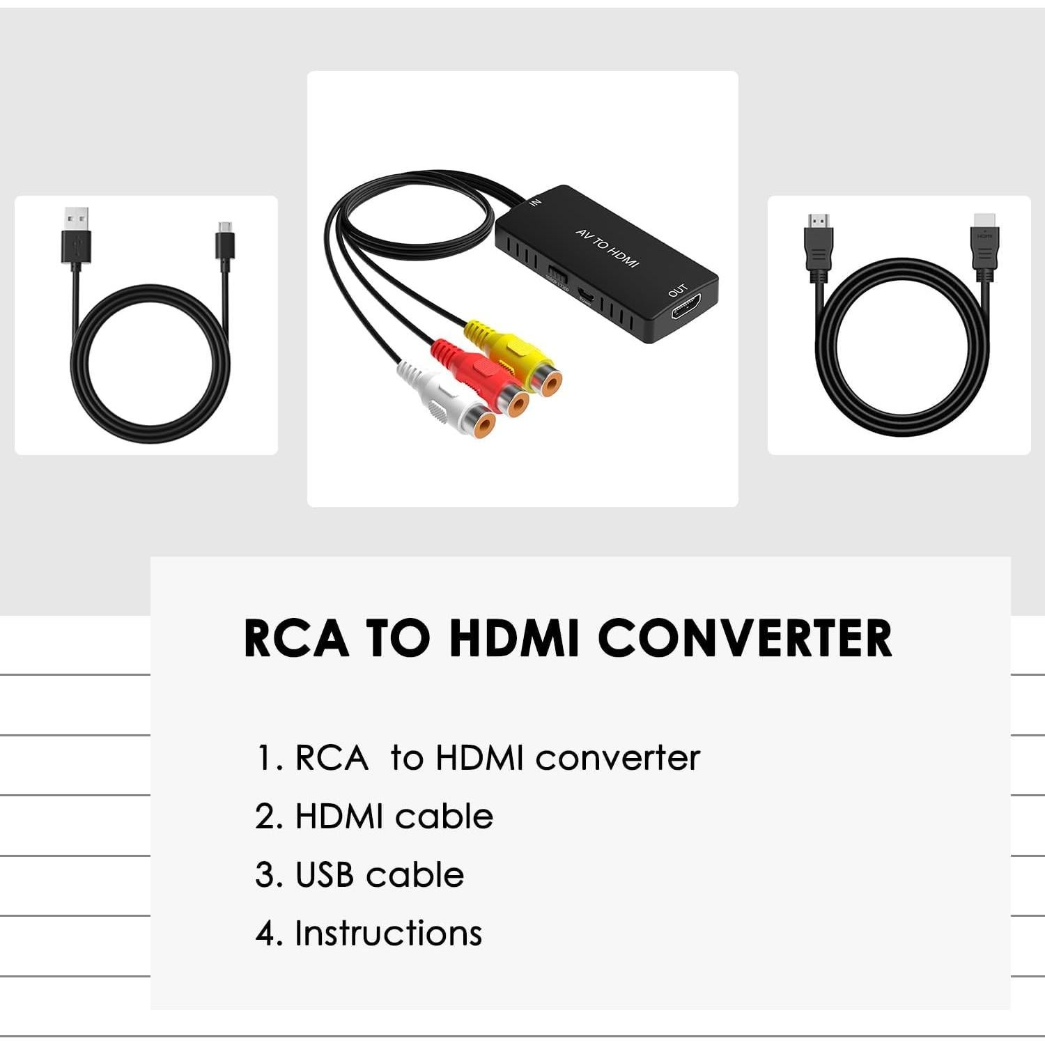 Convertidor RCA a HDMI Dingsun 1080P para PS2, Wii, DVD