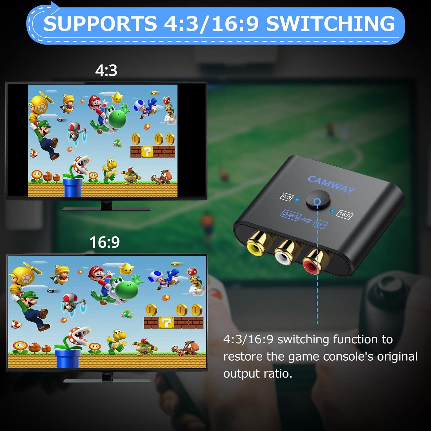 Convertidor RCA a HDMI CAMWAY 1080P Soporta PAL/NTSC