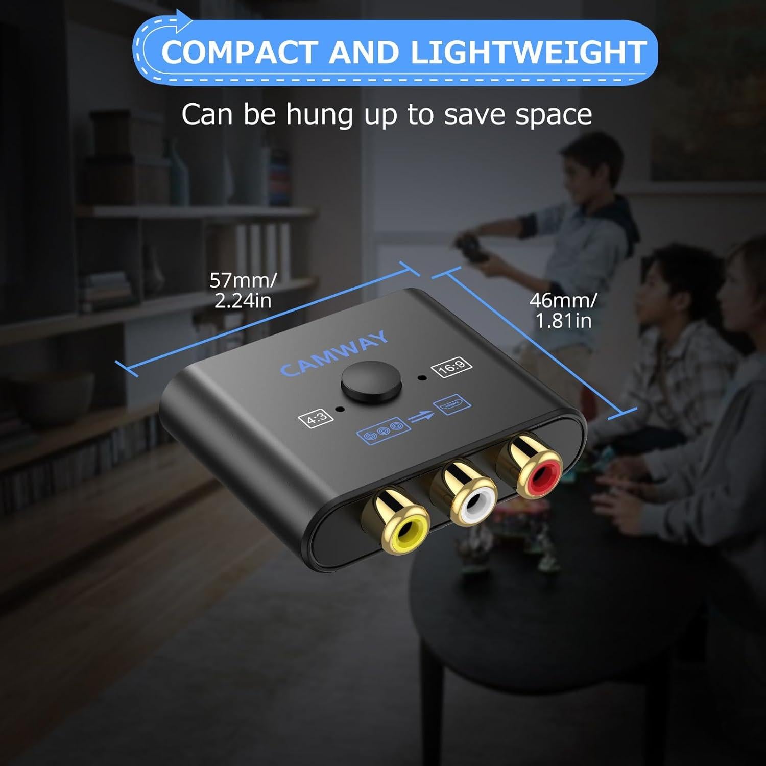 Convertidor RCA a HDMI CAMWAY 1080P Soporta PAL/NTSC