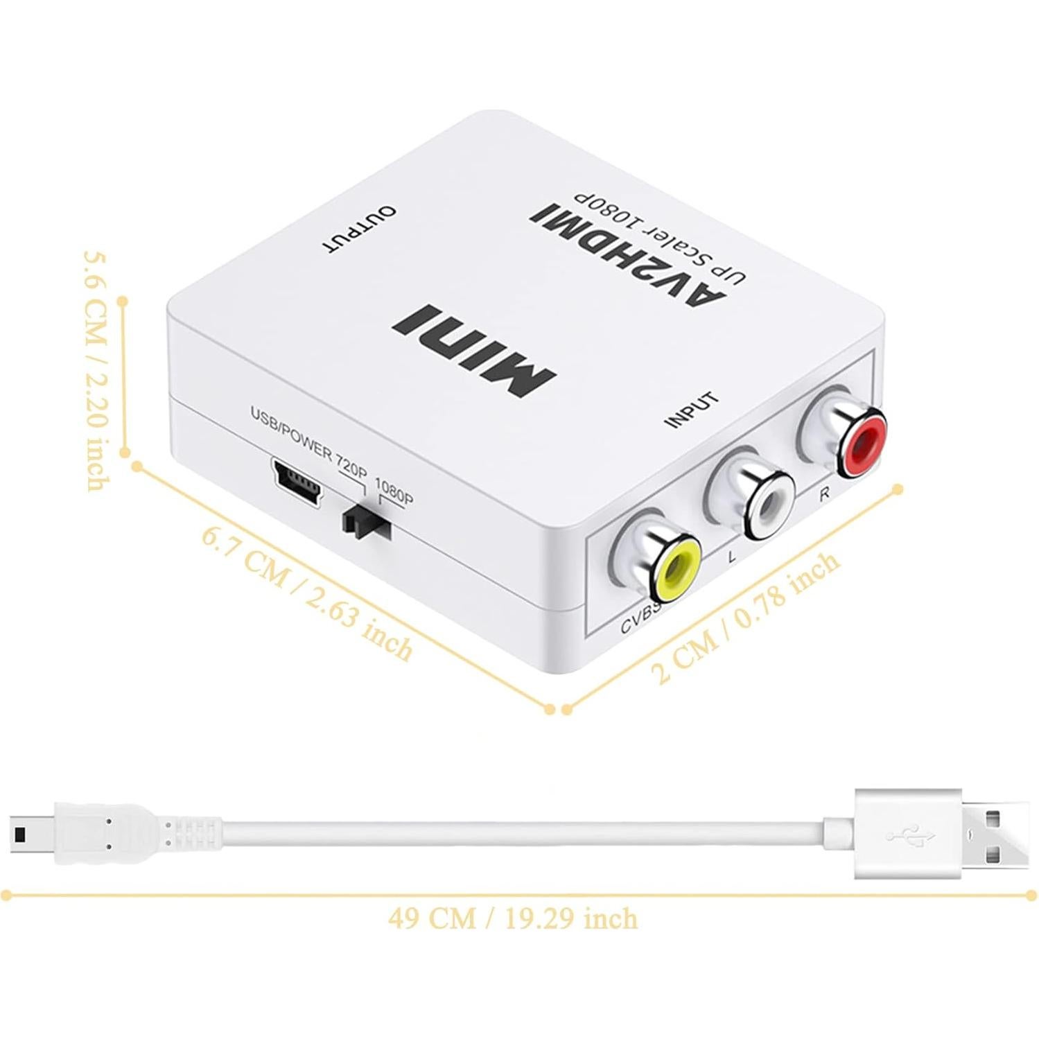 Convertidor RCA a HDMI DSYJ 1080P para TV y Consolas