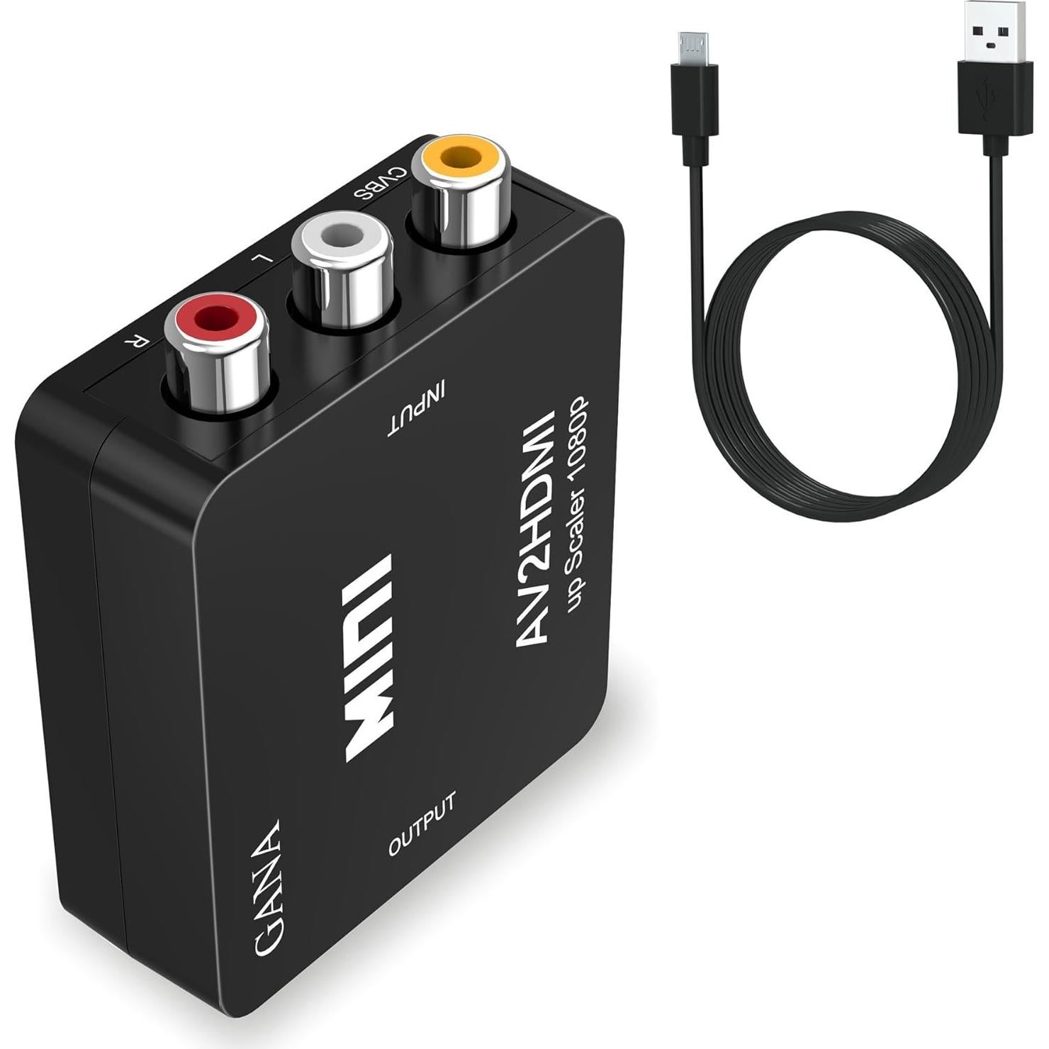 Convertidor RCA a HDMI GANA 1080p con Cable USB para TV