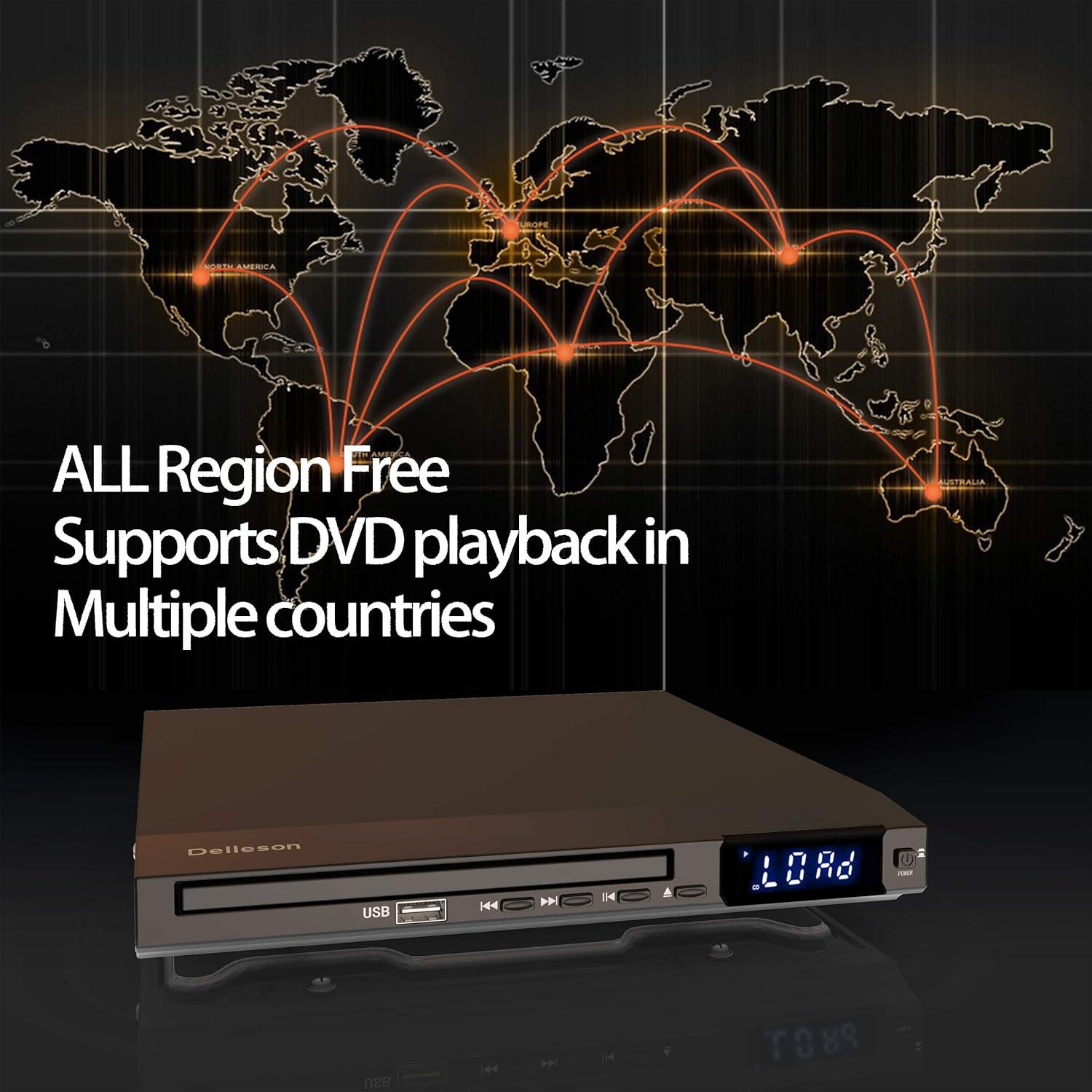 Reproductor de DVD Compacto Delleson Libre de Región USB AV