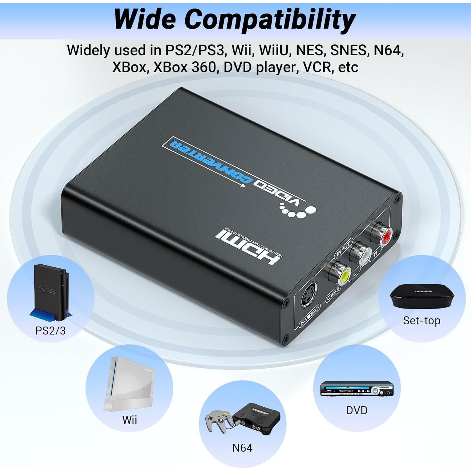 Convertidor RCA S-Video a HDMI KangJian 720P/1080P