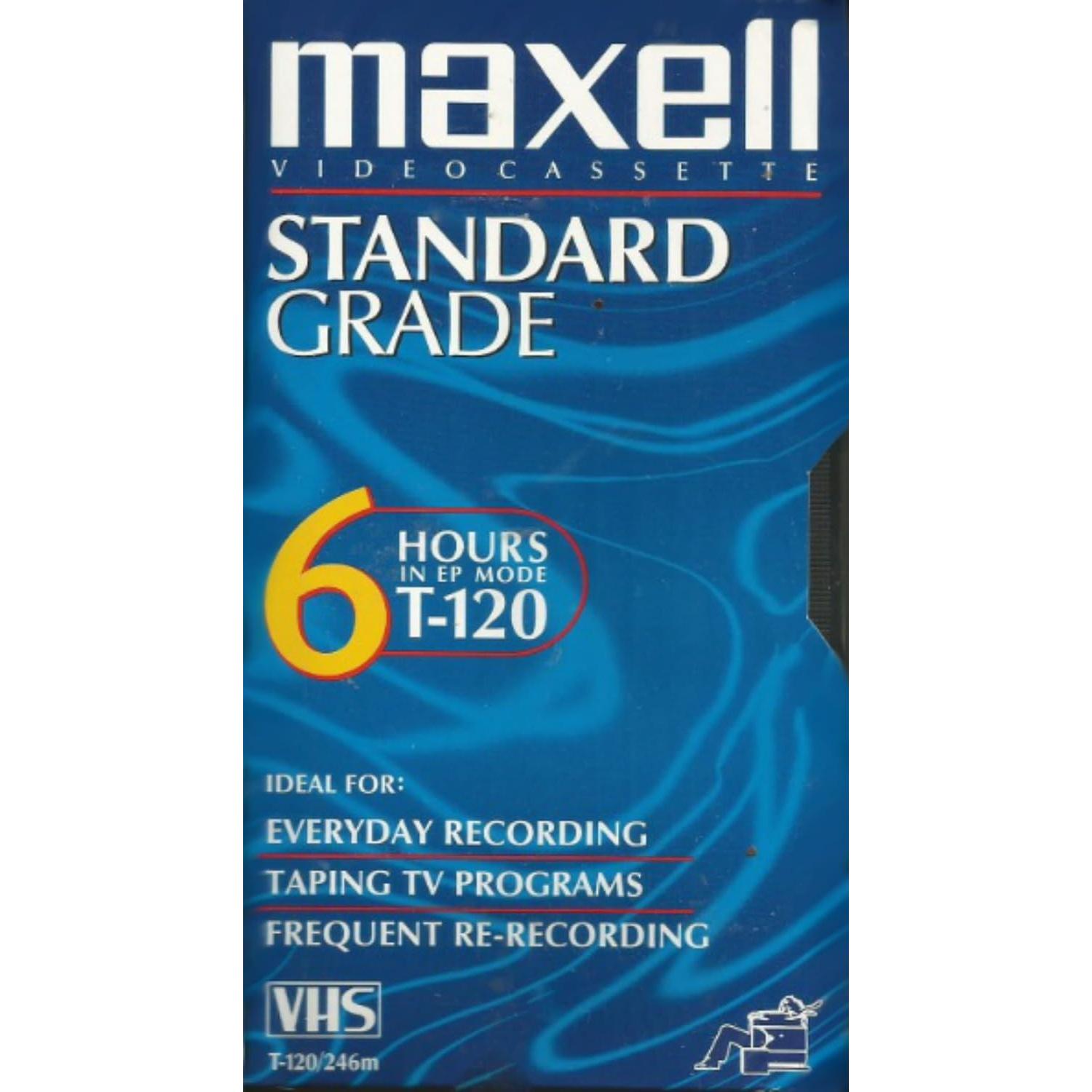 Maxell VHS Blank 3-Pack Standard Grade T-120 6 Hour EP Mode /246m