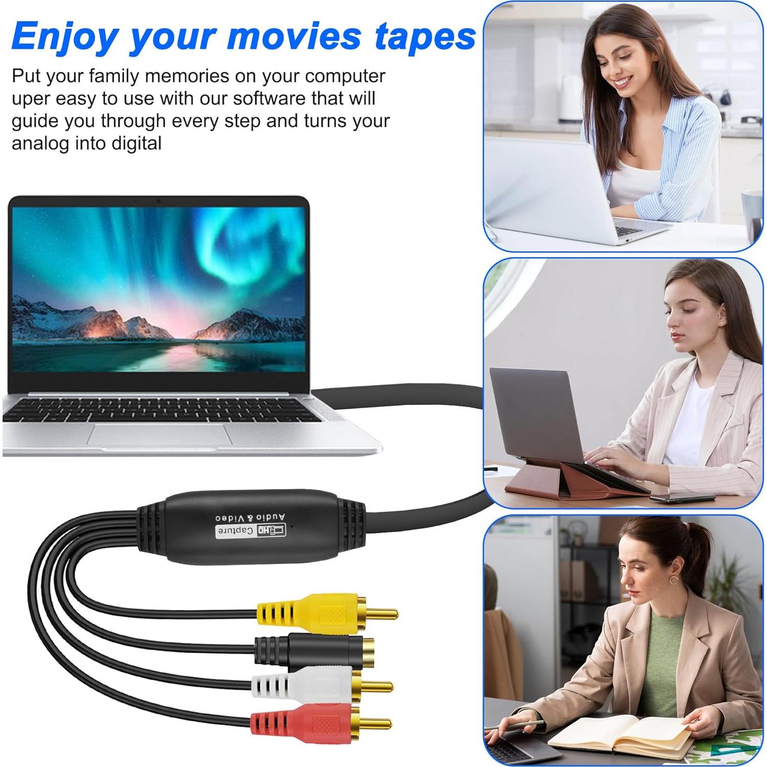 Tarjeta Captura Video XMSJSIY S-Video RCA a USB 1080P