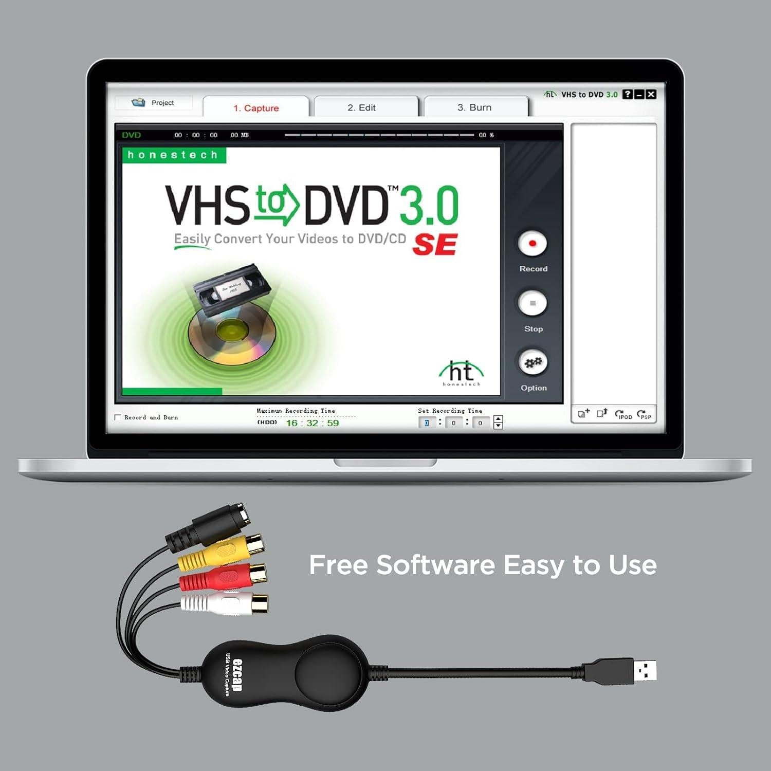 Convertidor de VHS a Digital Ezcap158 USB 2.0 HD 1080p