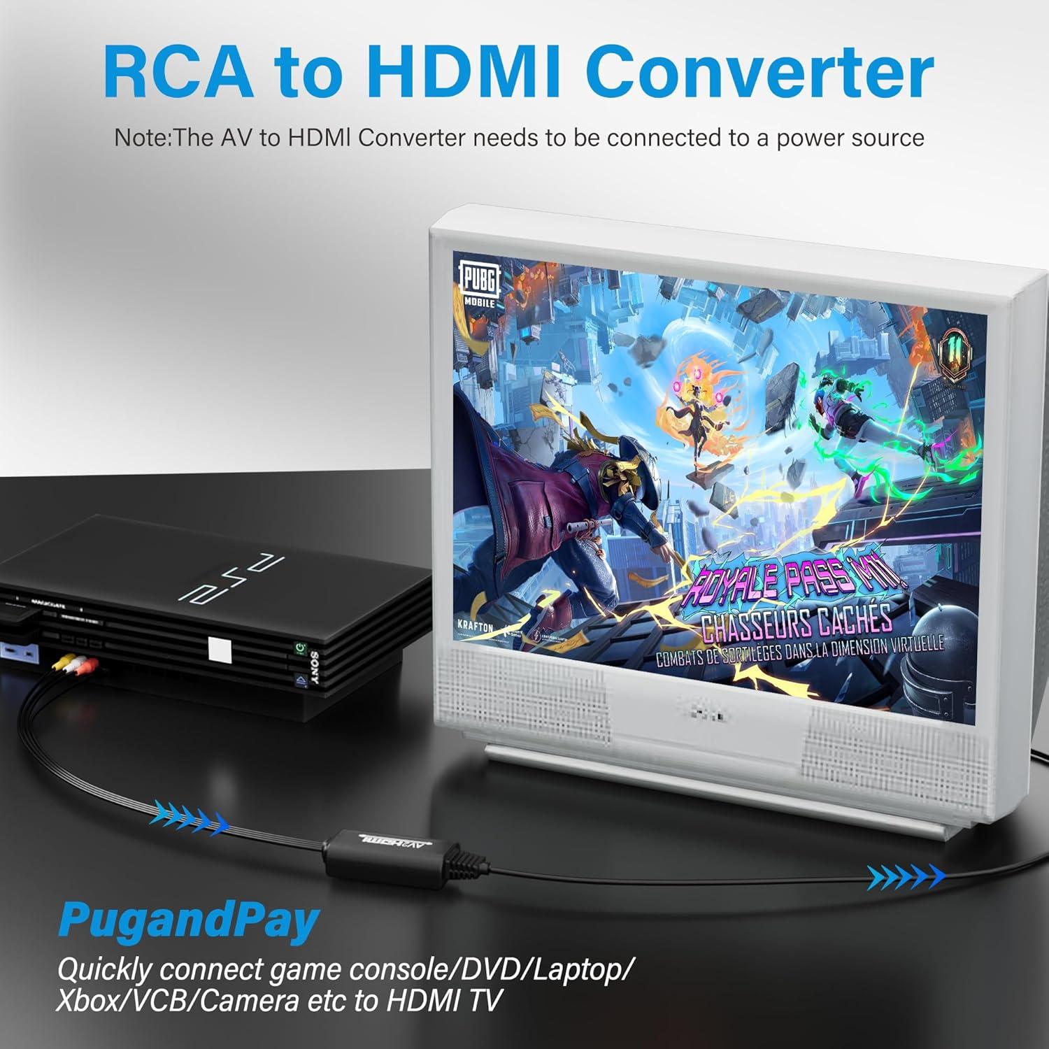 Cable Convertidor RCA a HDMI Adoreen 1.83 m 1080P USB