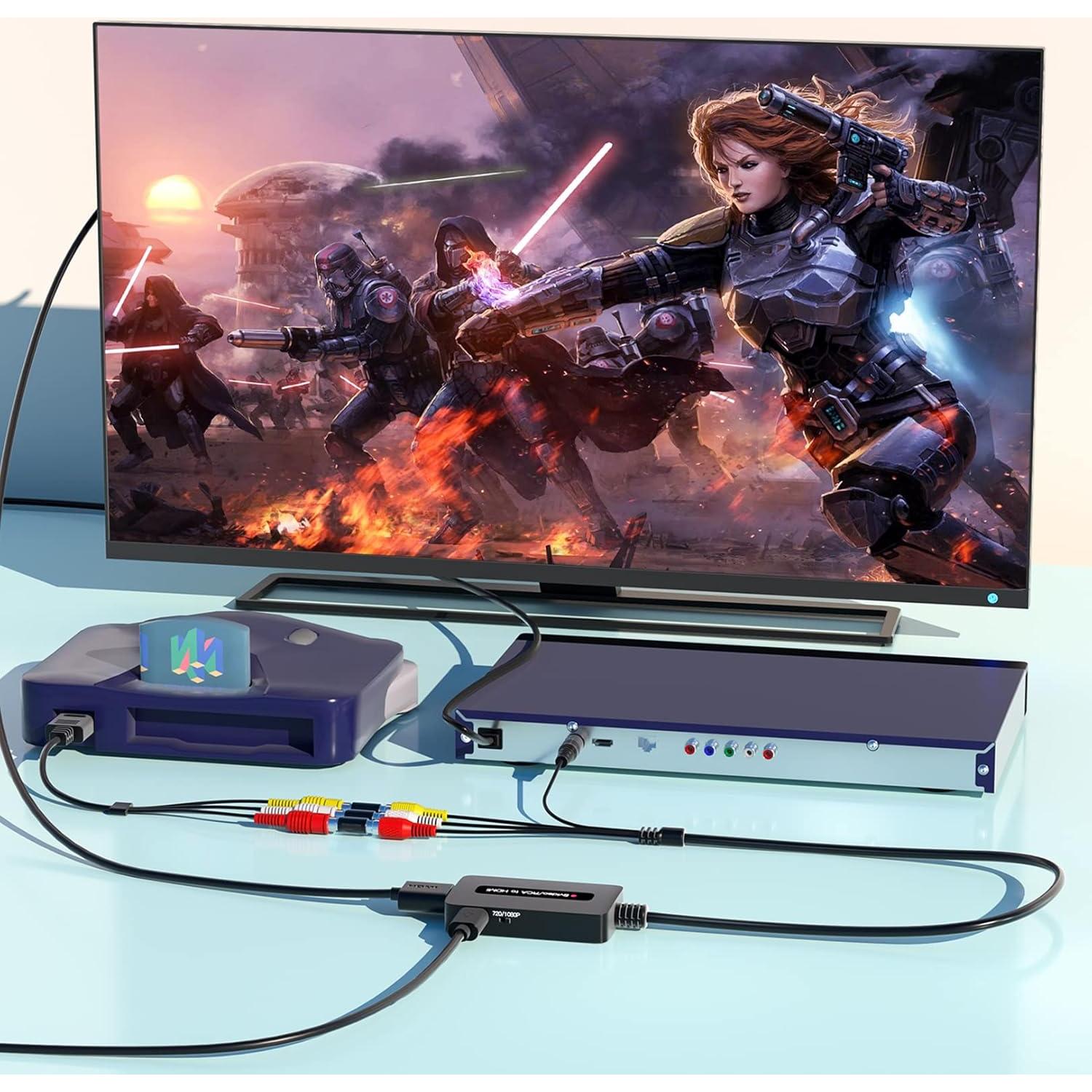 Convertidor RCA S-Video a HDMI Sedytetoc 720P/1080P con cables