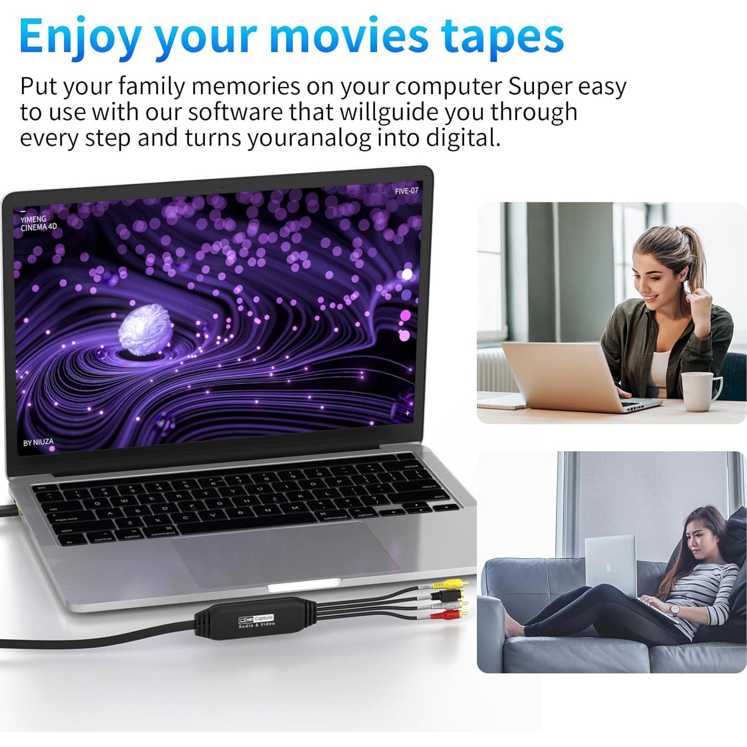 Convertidor de RCA a USB Tihokile para VHS y VCR