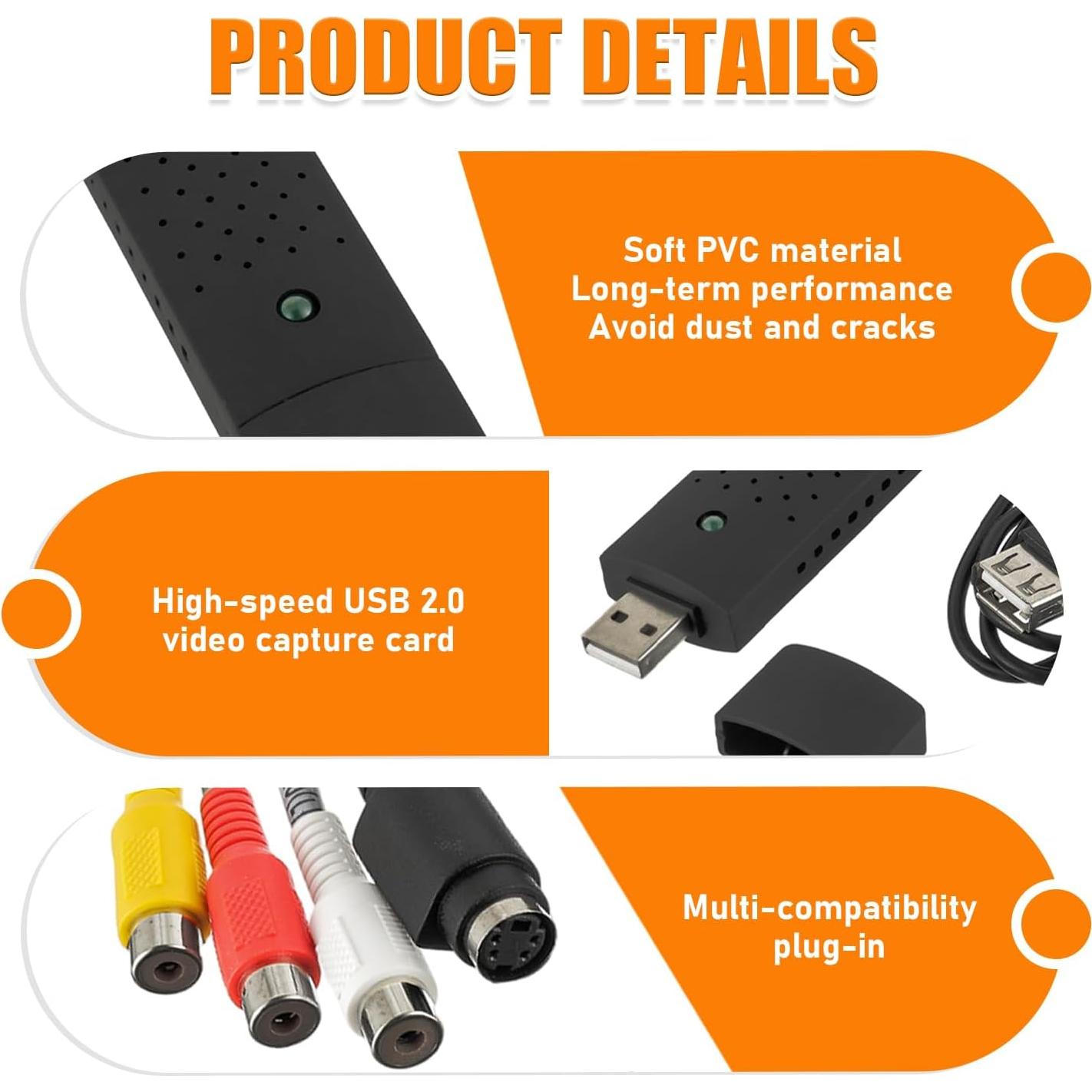 Convertidor de Audio y Video RCA a USB HUAREW 720p