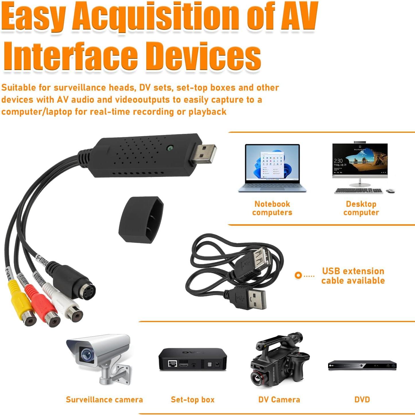 Convertidor de Audio y Video RCA a USB HUAREW 720p