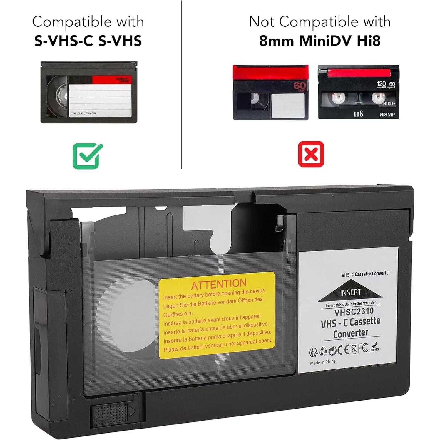 Adaptador VHS-C a VHS ASHATA - Reproducción y Grabación