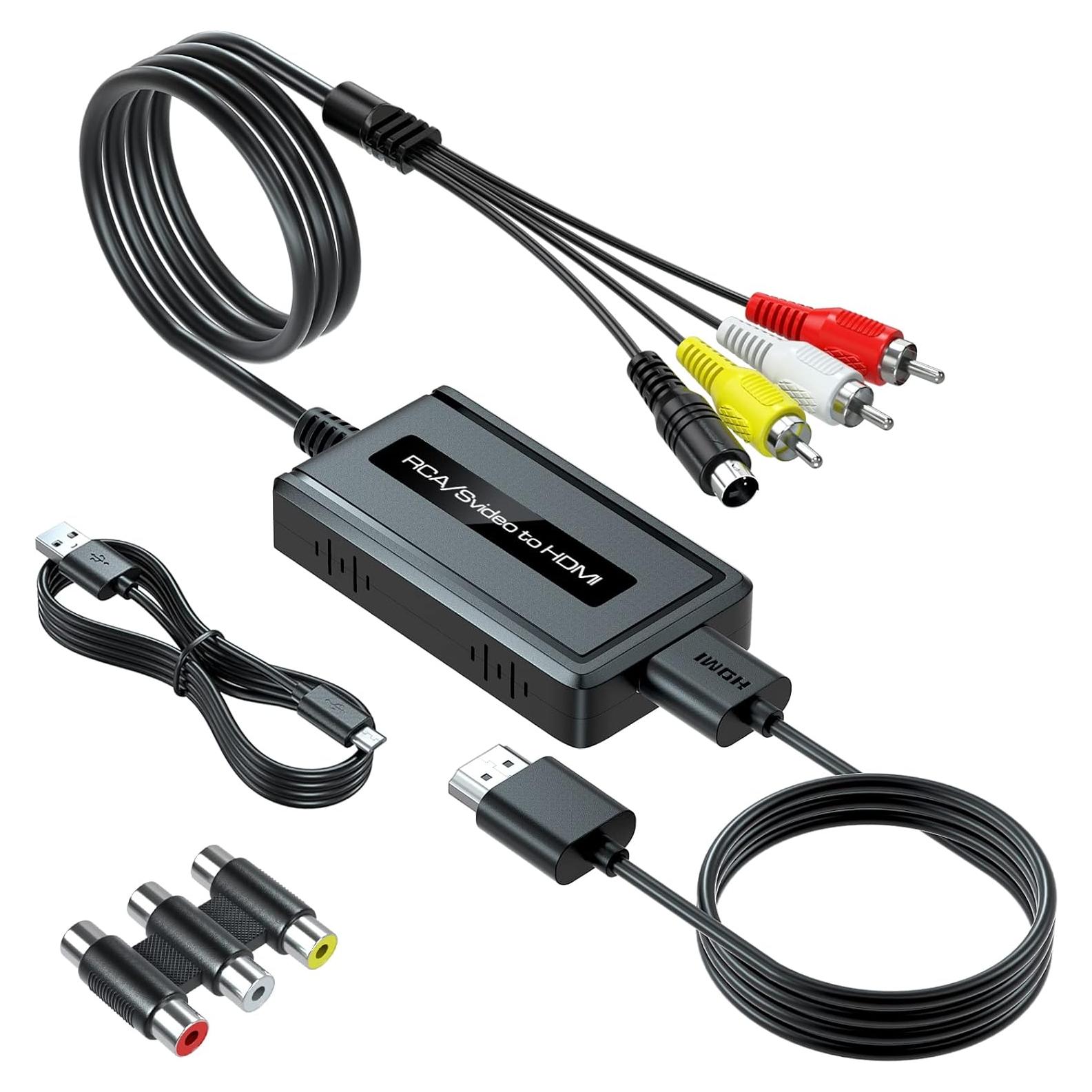 Convertidor RCA S-Video a HDMI Bcrokory 720P/1080P