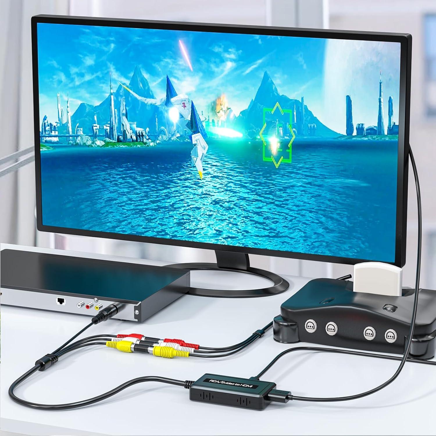 Convertidor RCA S-Video a HDMI Bcrokory 720P/1080P