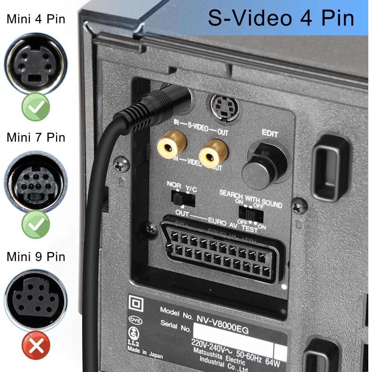 Cable S-Video Macho a Macho 1m DKARDU - 2 Pcs Dorado