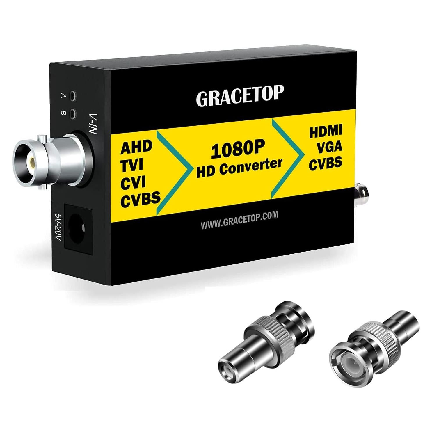 Convertidor BNC a HDMI GRACETOP 1080P CVBS AHD TVI