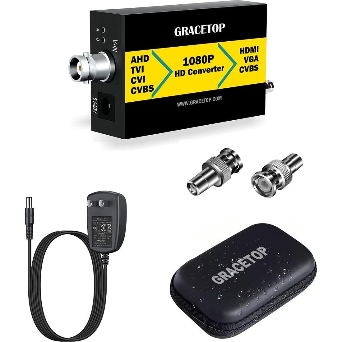 Convertidor BNC a HDMI GRACETOP 1080P CVBS AHD TVI