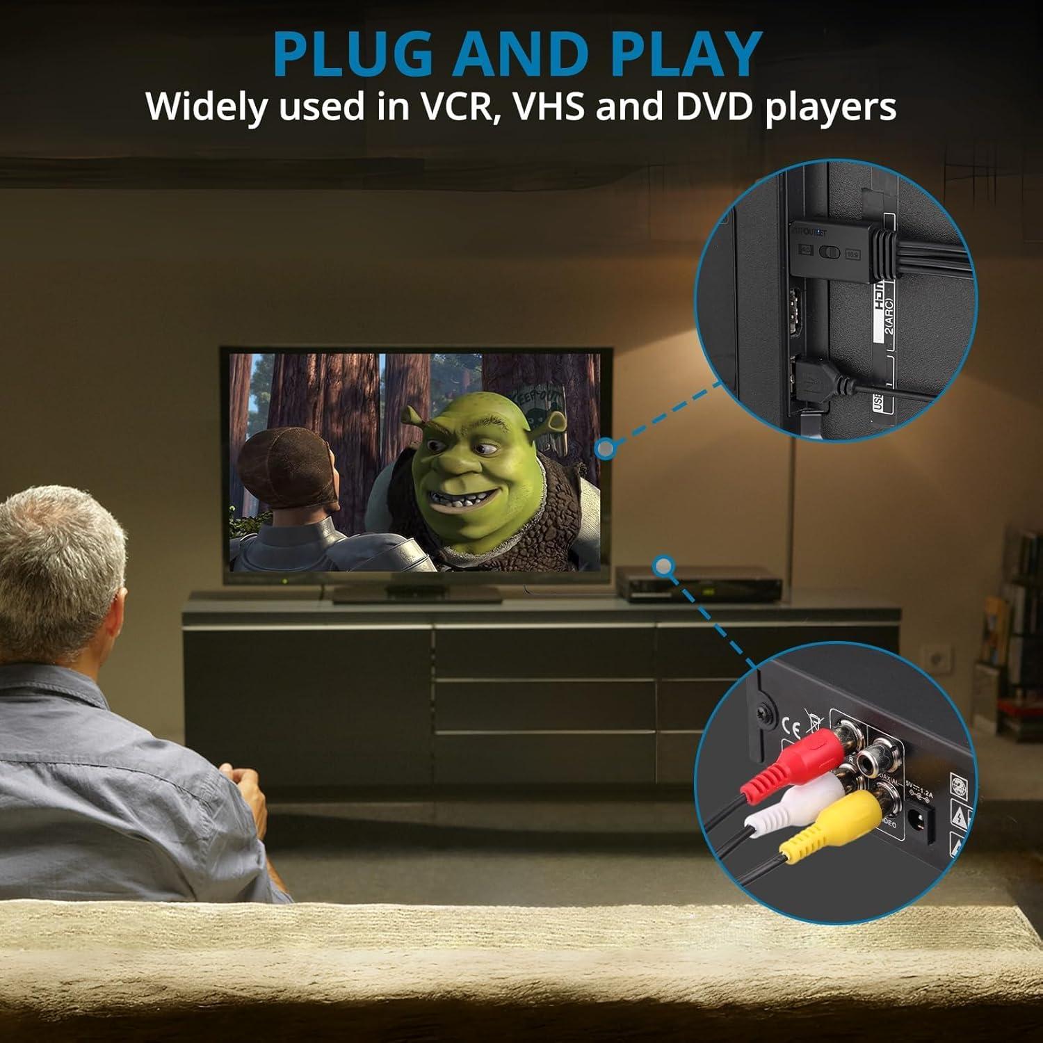 Convertidor RCA a HDMI AUTOUTLET 1080P con cable 150 cm