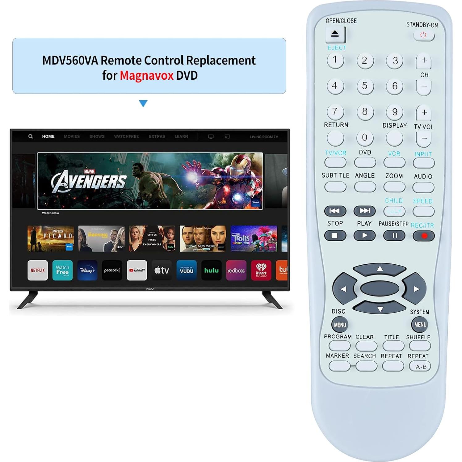 Control Remoto MDV560VR para DVD VCR Magnavox - Sin Programación