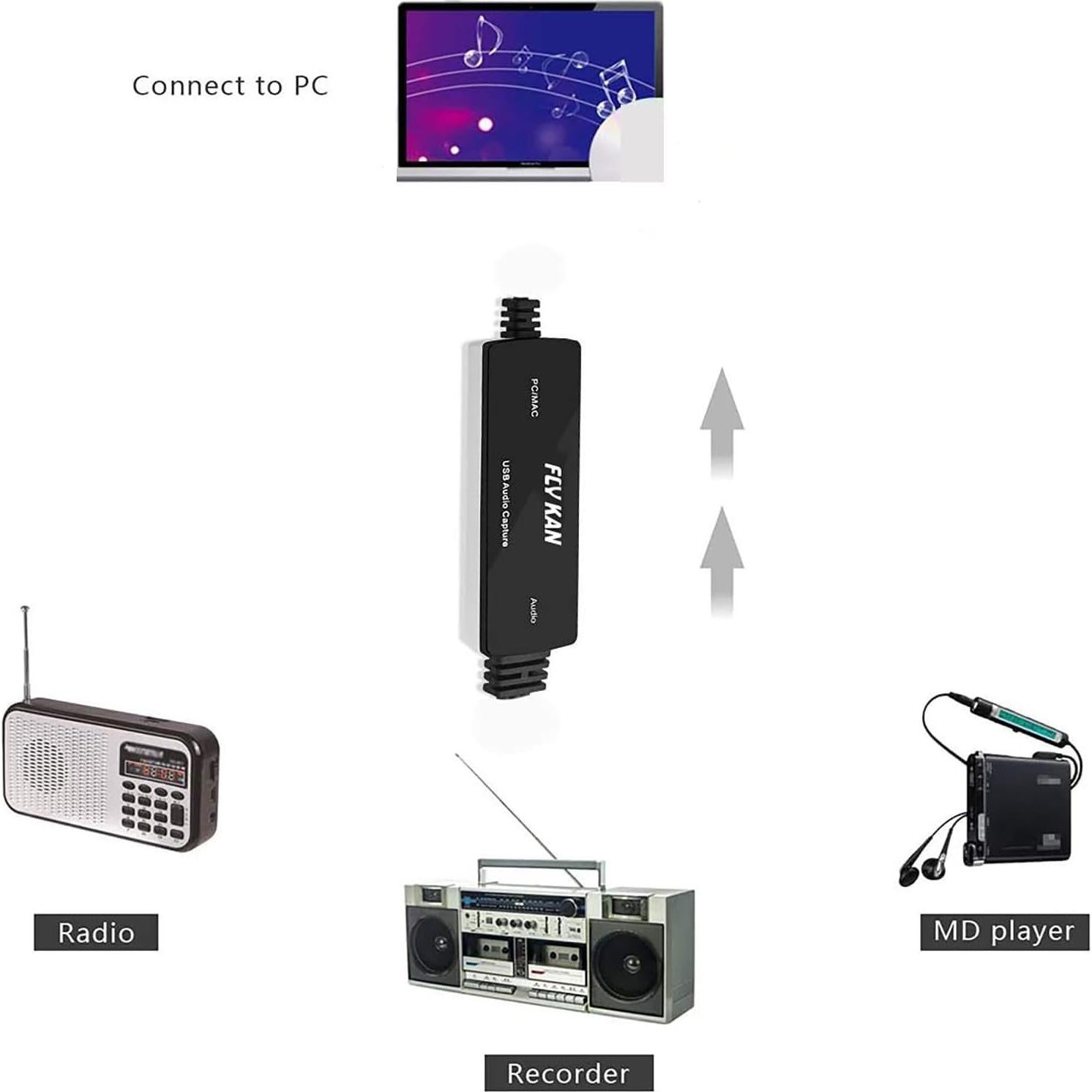Tarjeta de Captura de Audio USB FLY KAN - Grabador MP3/WAV
