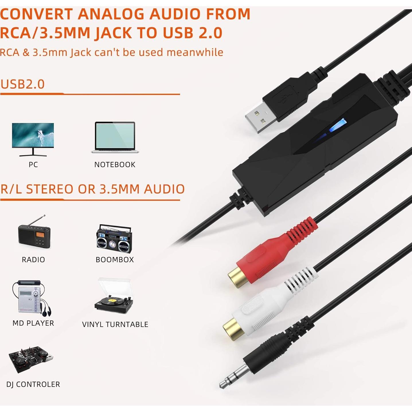 DriverGenius AV202-B Capturador de Audio USB 2.0 a MP3