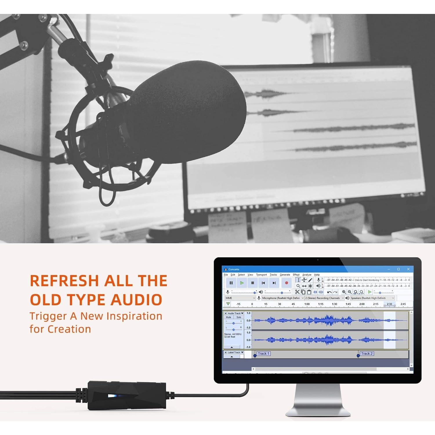 DriverGenius AV202-B Capturador de Audio USB 2.0 a MP3
