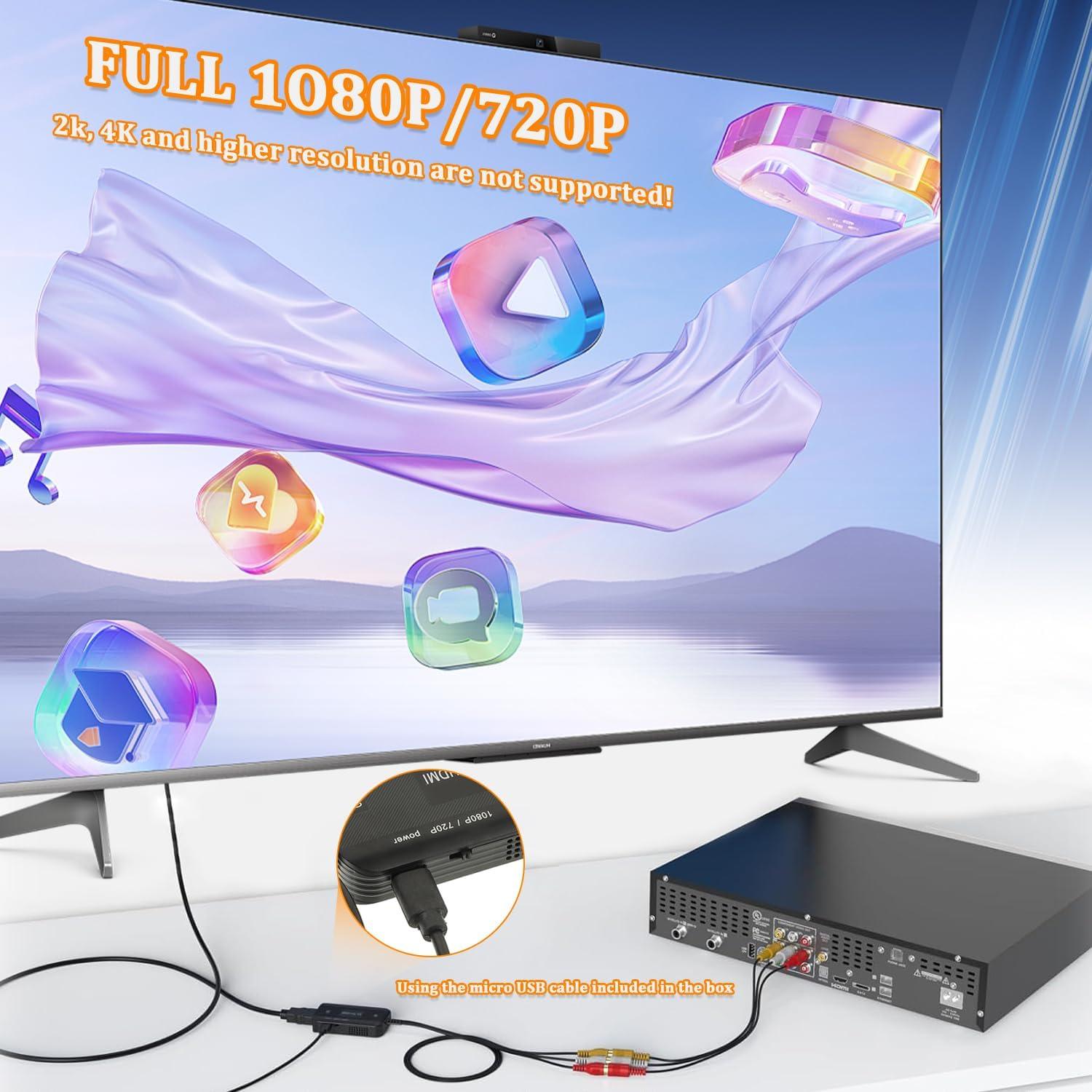 Convertidor RCA a HDMI 1080P HUAREW - Plug and Play