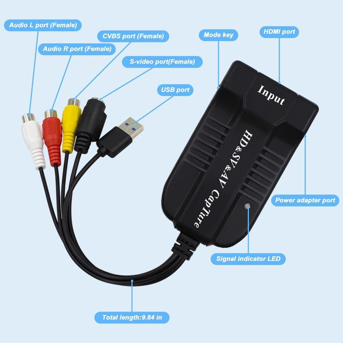 Tarjeta de Captura de Video HDSUNWSTD 1080P USB 2.0 AV HDMI