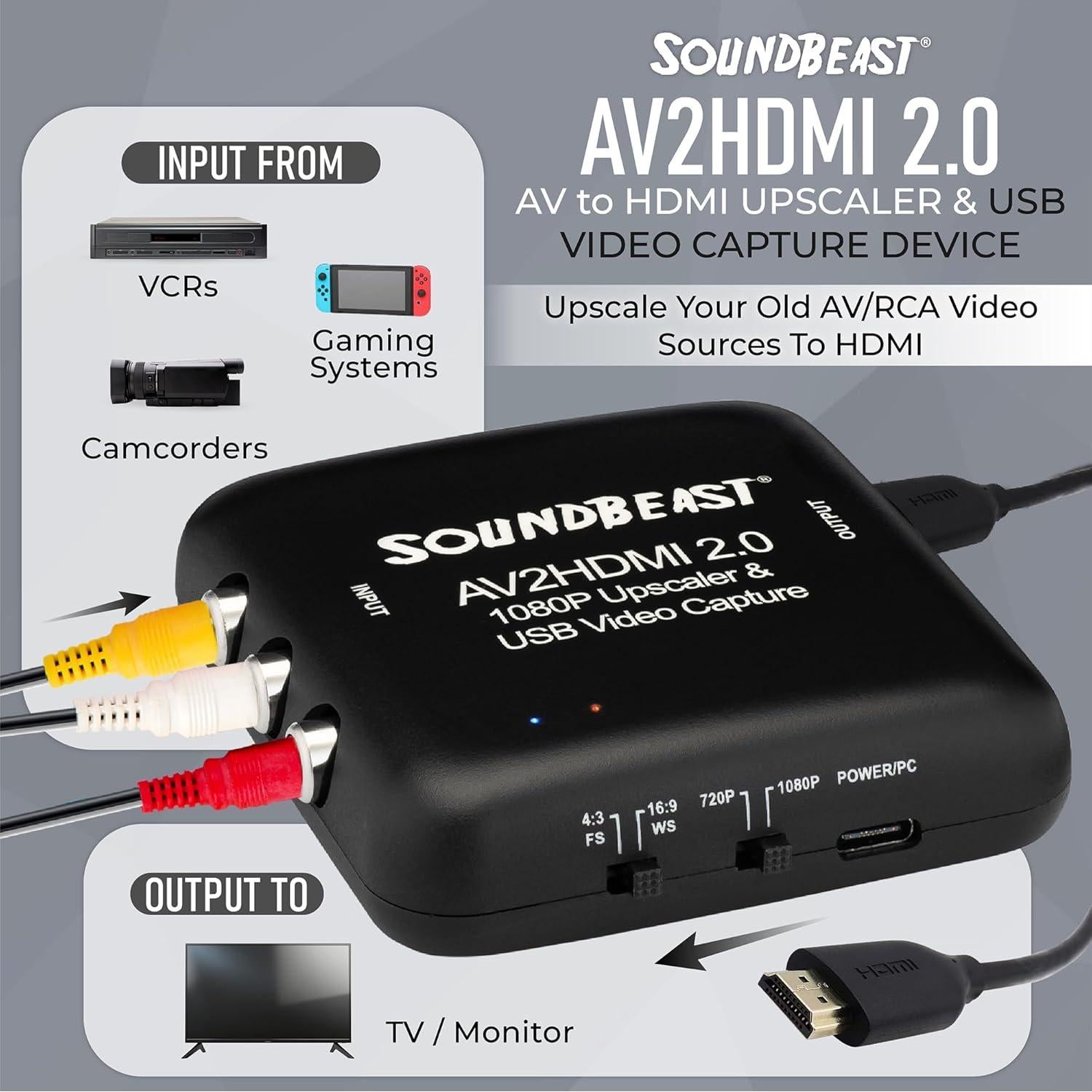 Convertidor AV a HDMI 2.0 SoundBeast - Escalador 1080P