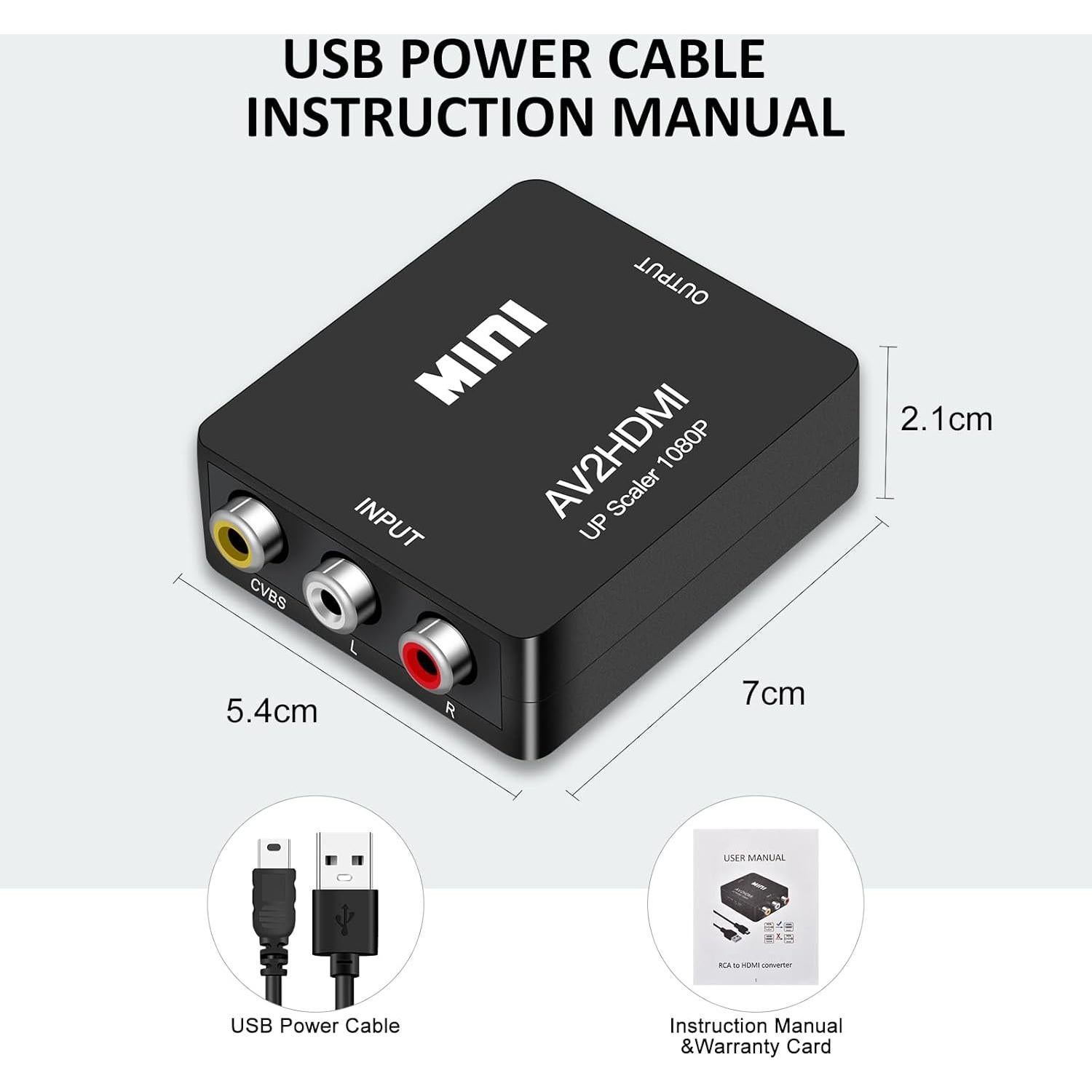 Convertidor RCA a HDMI 1080P Runbod para PS2 Wii Xbox