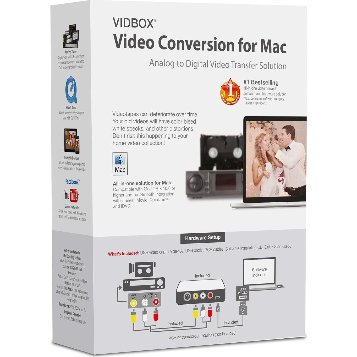 Conversor de Video USB VIDBOX para Mac - Captura VHS a MP4