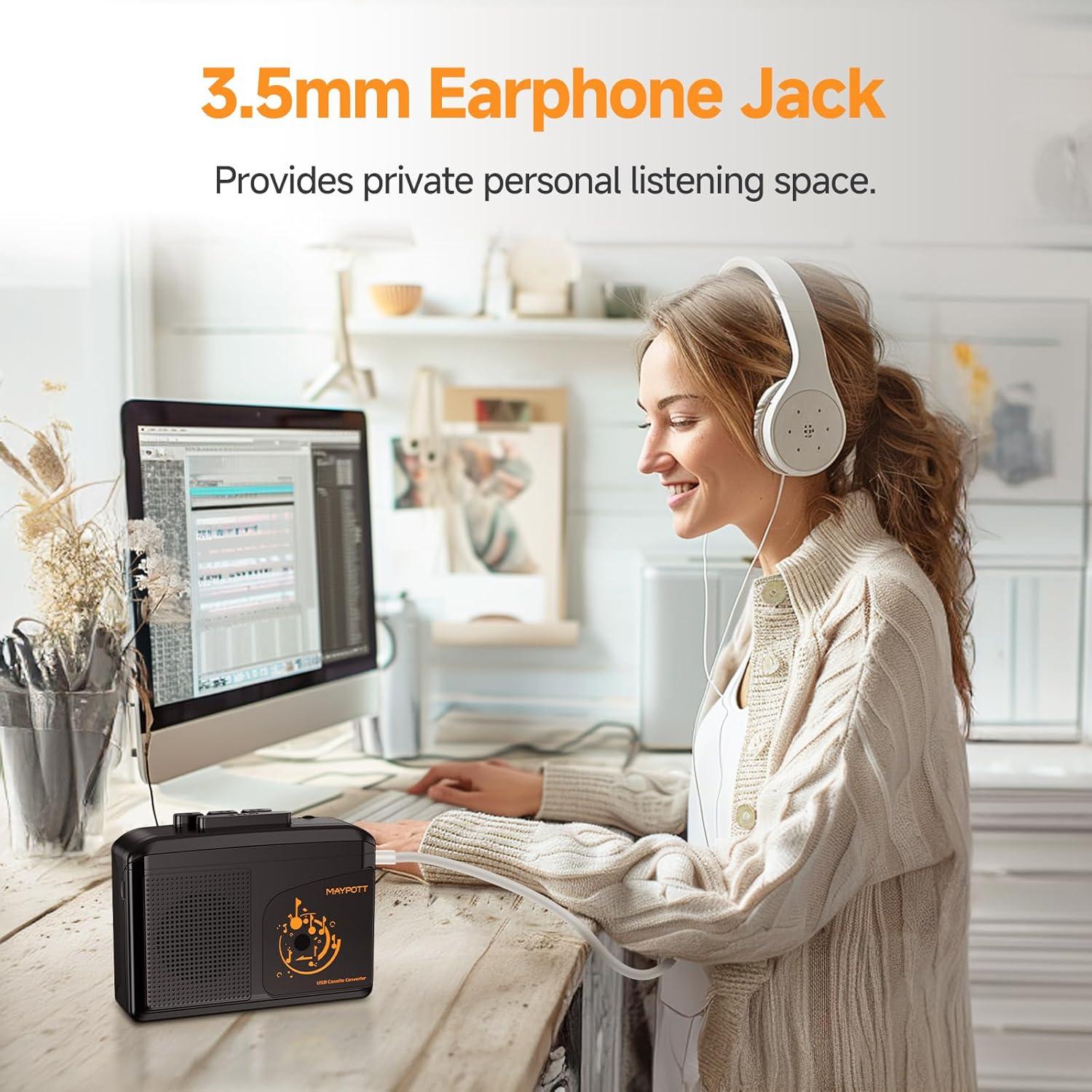 Reproductor de Cinta Cassette Portátil Maypott USB a MP3