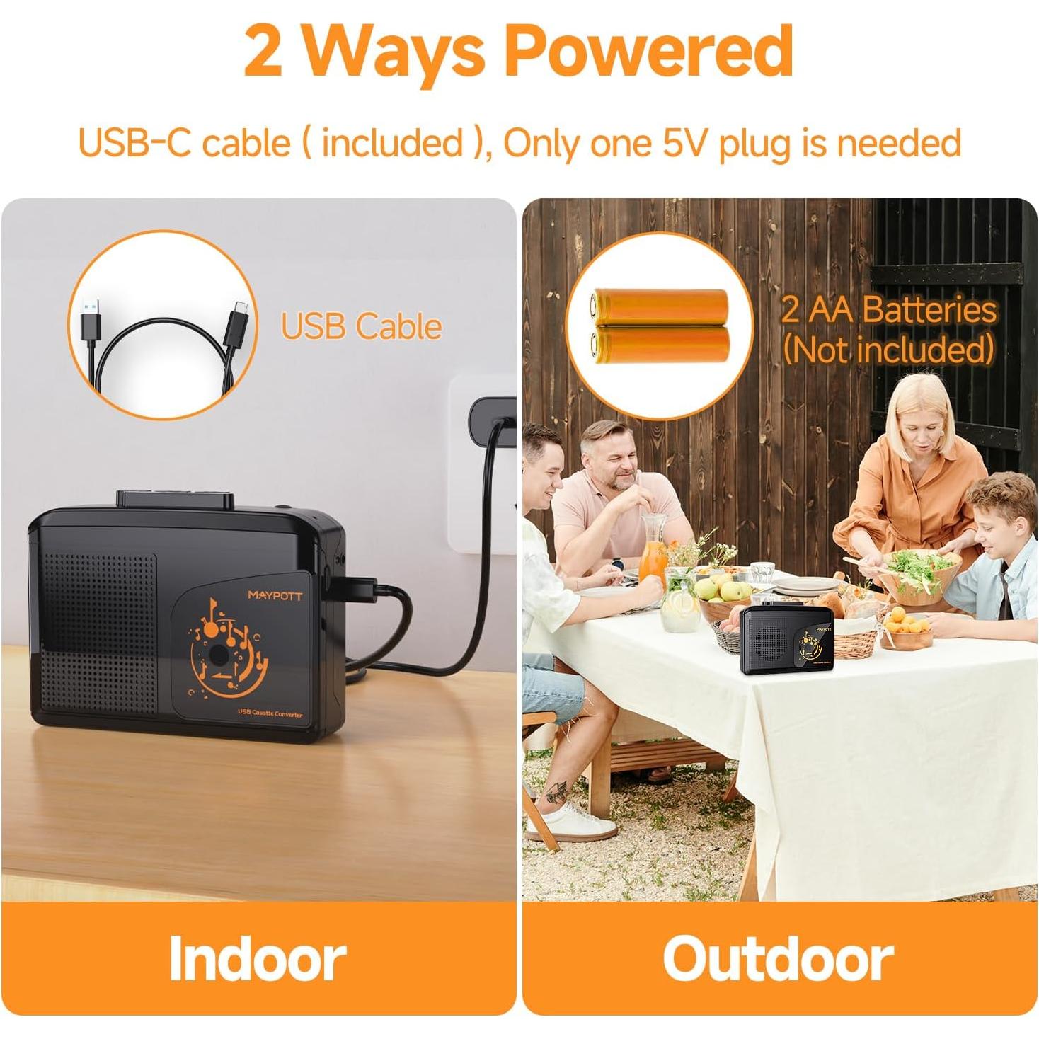 Reproductor de Cinta Cassette Portátil Maypott USB a MP3