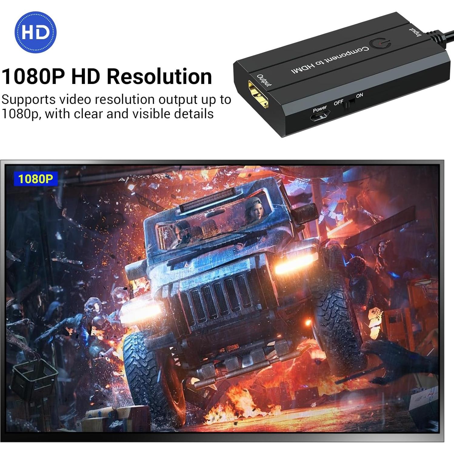 Convertidor de Componente a HDMI Die Xi 1080P con Cables